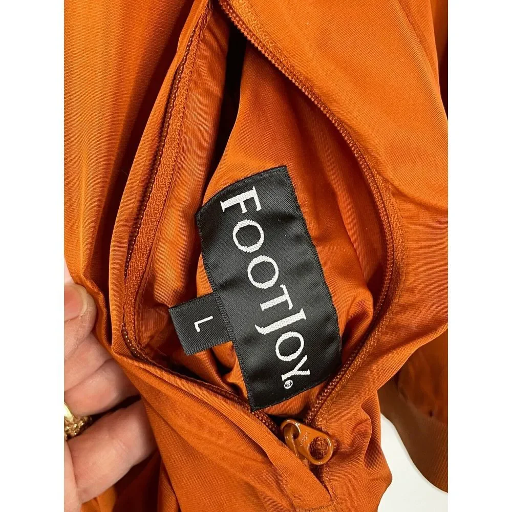 FootJoy Long Sleeve Golf Pullover Sz Large Windbreaker V Neck Jacket Rusty Orang